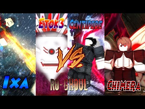 Strongest Kagune Quinque Showdown Ro Ghoul Centipede Chimera Vs Ixa Owl One Eyed Fights دیدئو Dideo - roblox ro ghoul scorpion